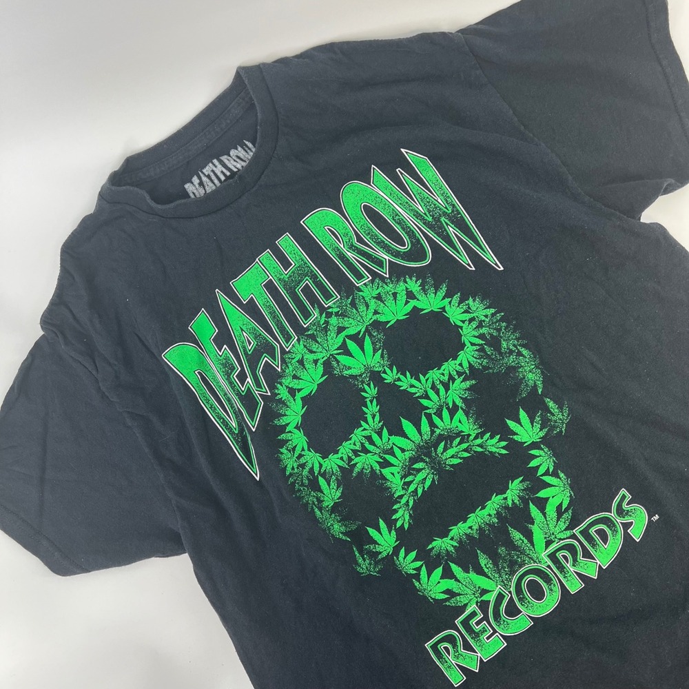 Death Row Records Ripple Junction Green Weed Leaf Skull Graphic T-Shirt Mens‎ L